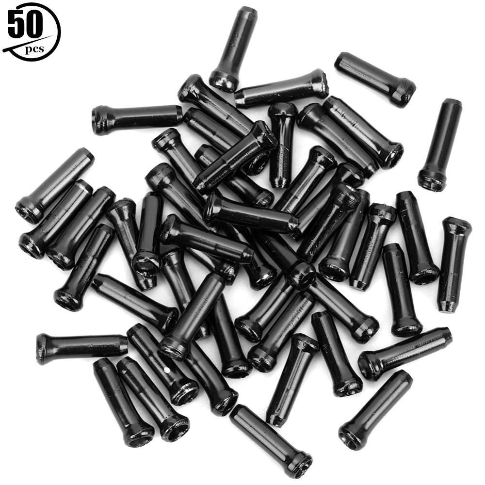 50pcs Bicycle Brake Wire End Core Cap Aluminum Alloy Shifter Cable Crimps Bike SuppliesBlack