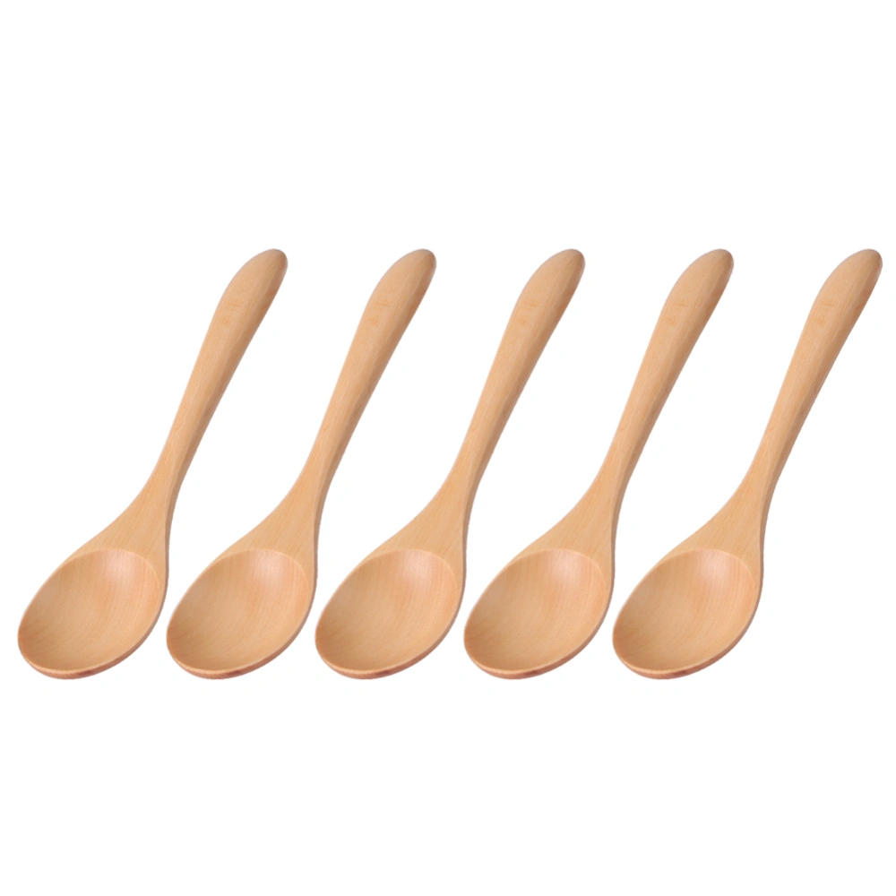 5Pcs Kitchen Wooden Spoon Rice Soup Spoon Tableware Home Cutlery Cooking Utensils 17x4cm