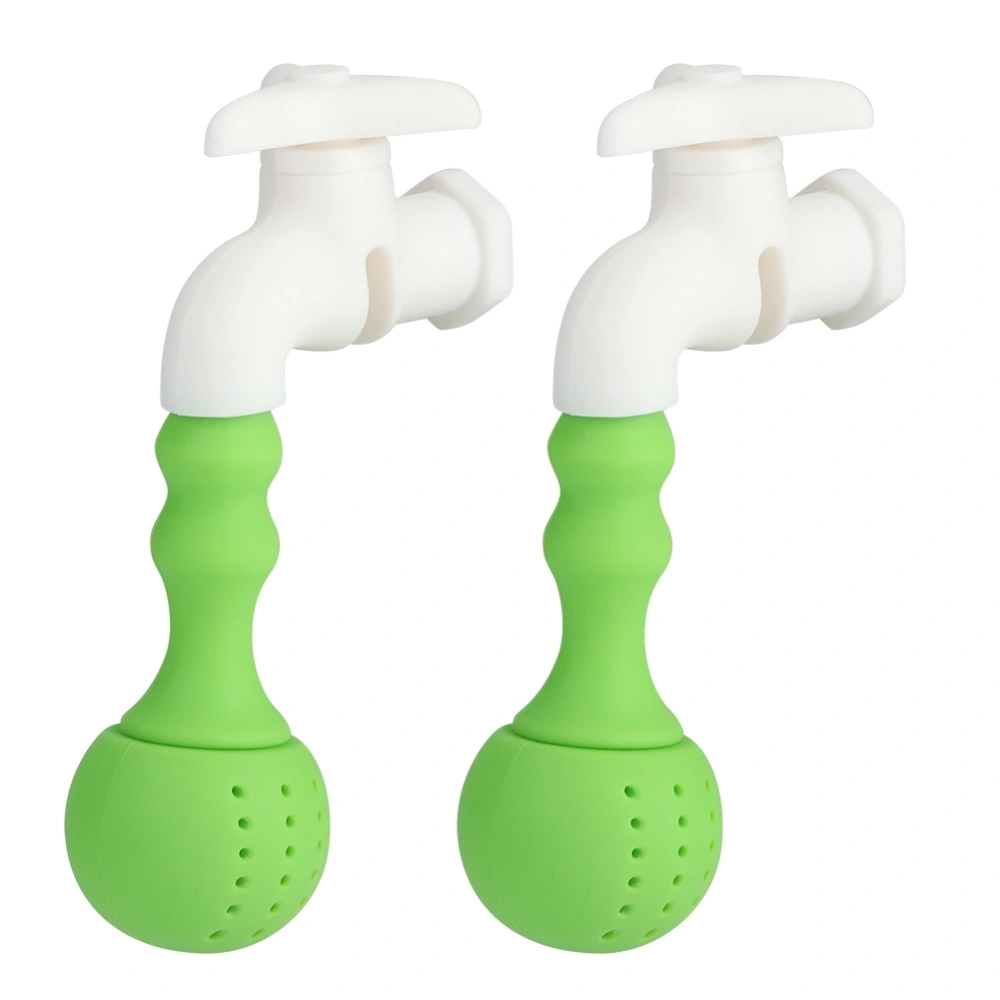 2Pcs Household Office Green Silicone Tea Infuser Faucet Shape Tea Strainer Filter Accessory