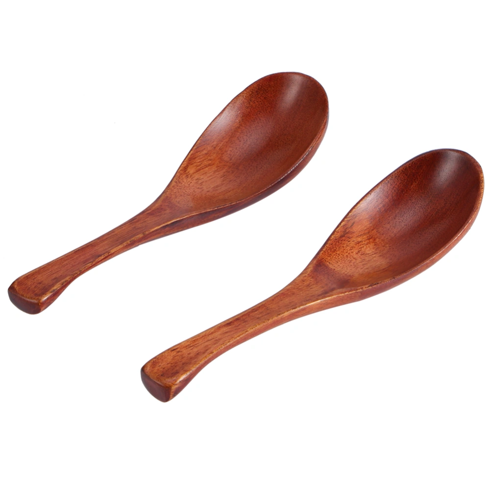 2pcs Household Kitchen Wooden Soup Short Handle Spoon Tableware Cutlery