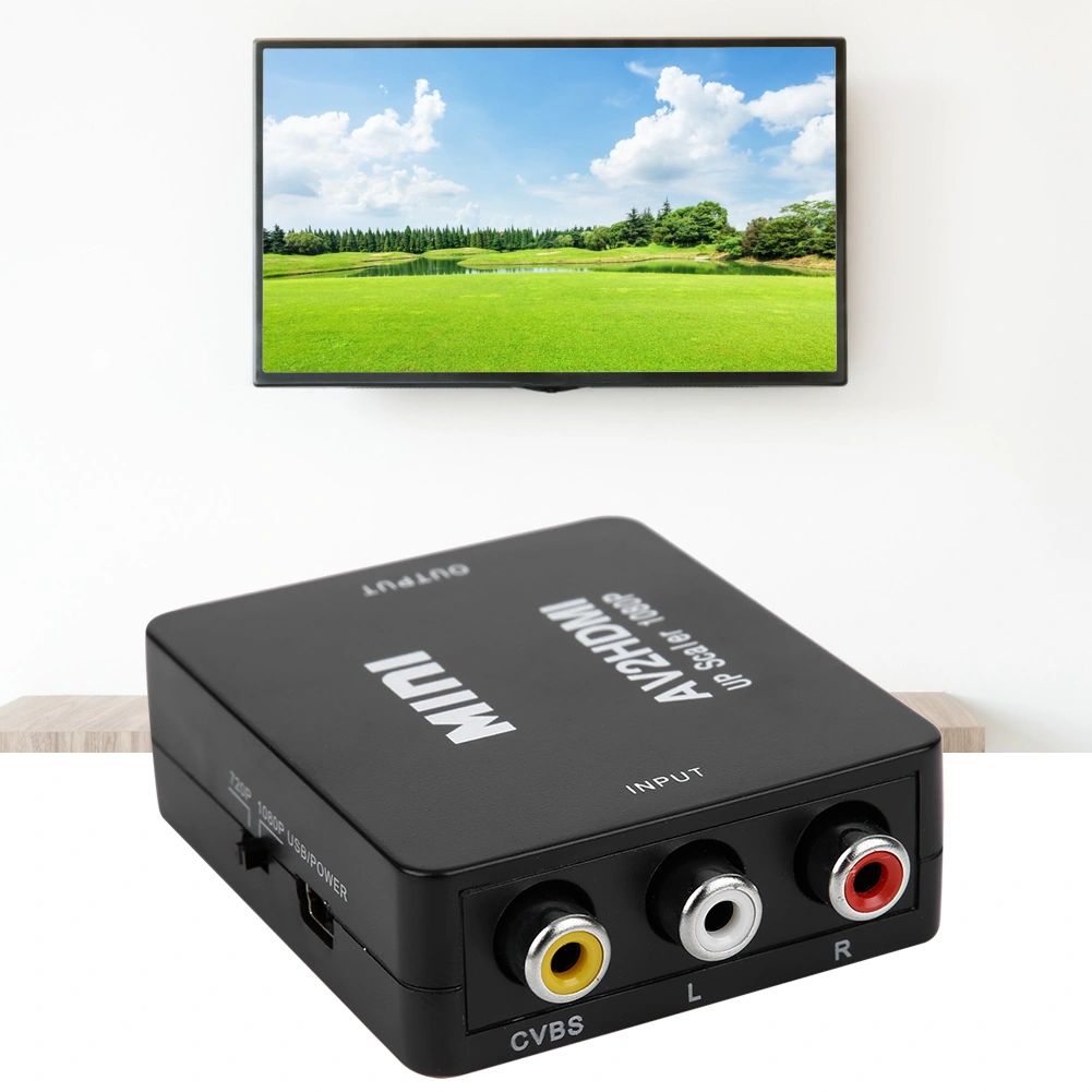 Mini AV to HDMI 1080P 60HZ Output High Definition Adapter Video Converter with USB CableBlack