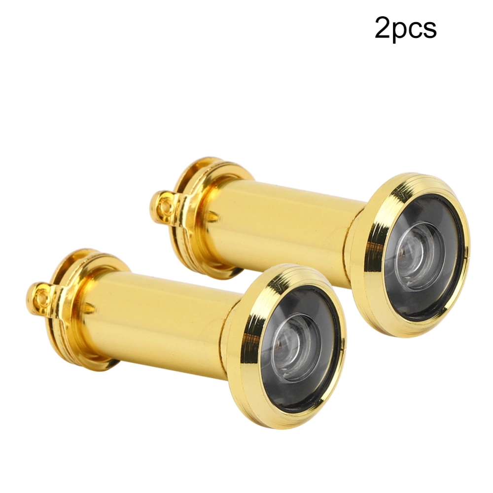 2Pcs 220 Degree Viewing Angle Anti Theft Household Door Viewer with Back Cover Home Security(14mm Gold )