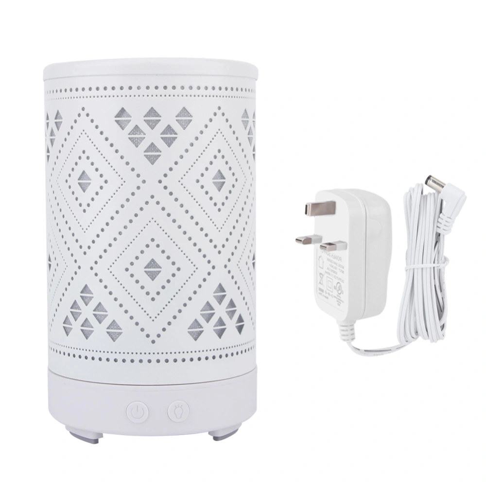 Desktop Hollow Iron Humidifier Aroma Diffuser with Colorful Night Light White 100-240VUK Plug