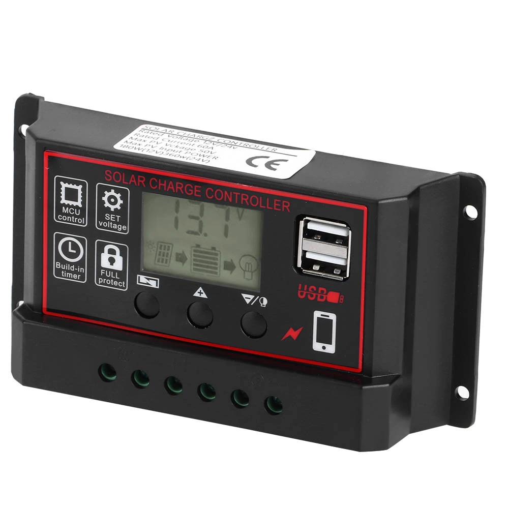 12V 24V Solar Photovoltaic Meter Intelligent Digital Display Controller USB 5V 60A