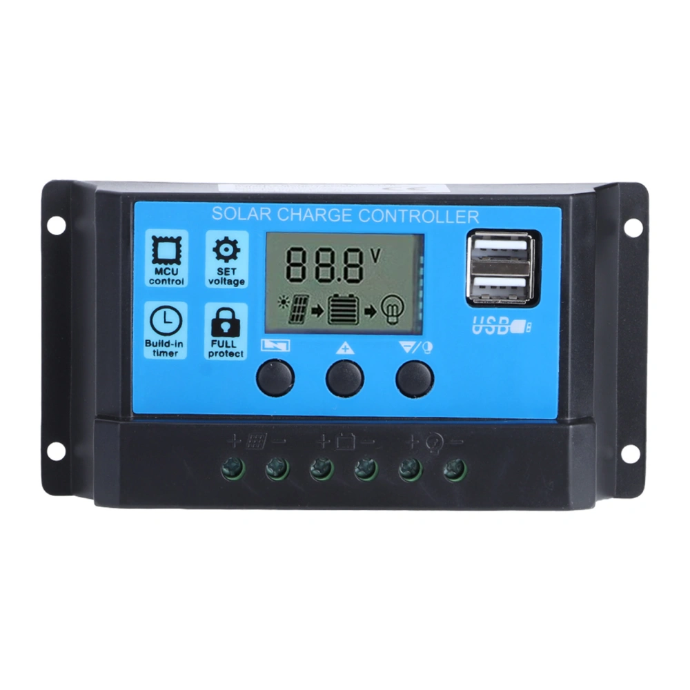 20A Solar Charge Controller Automatic PWM LCD Double USB5V Output Regulator PV System Connection