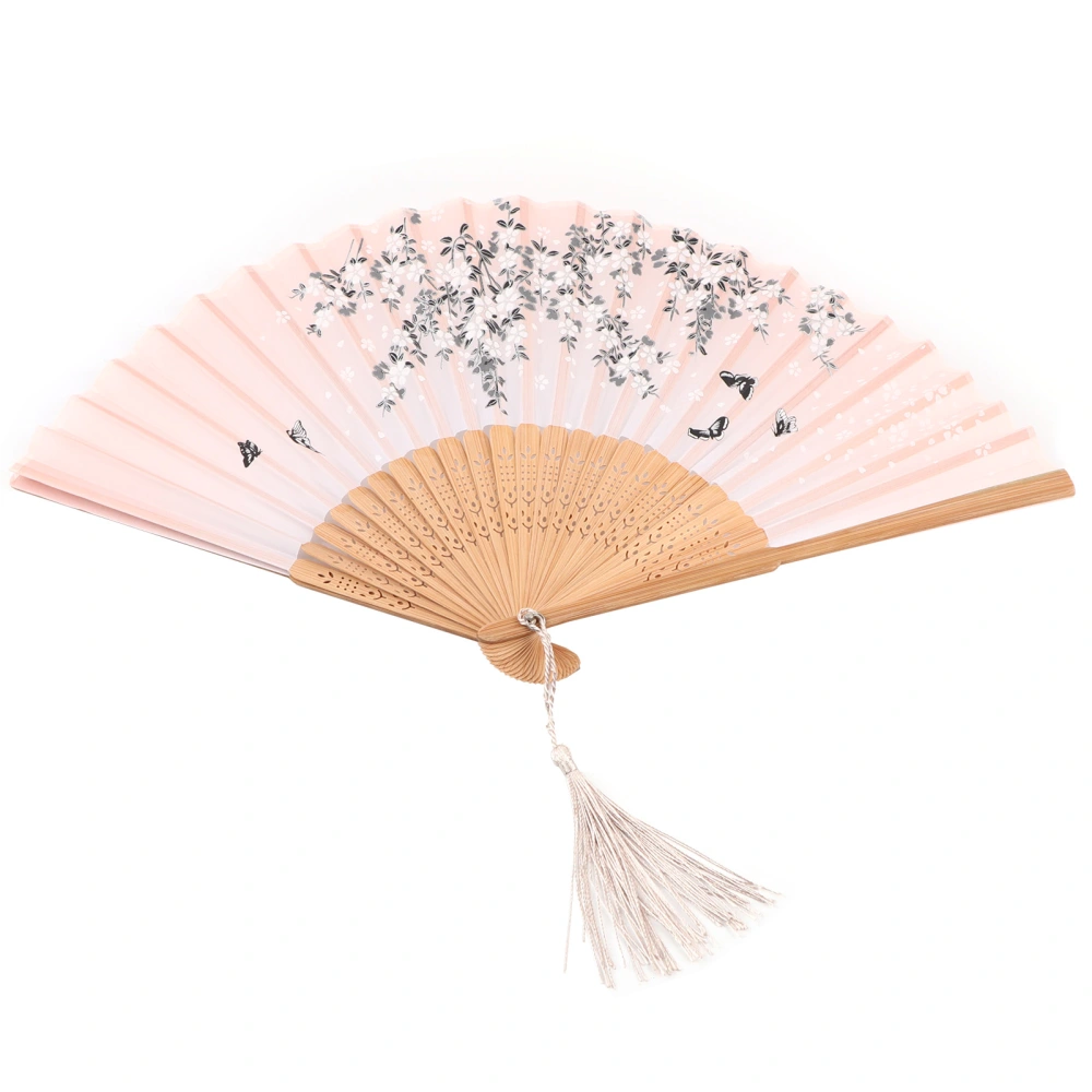 Folding Bamboo Hand Tassels Fan Summer Hot Day Cooling Tool Prop Gift DecorationType 2