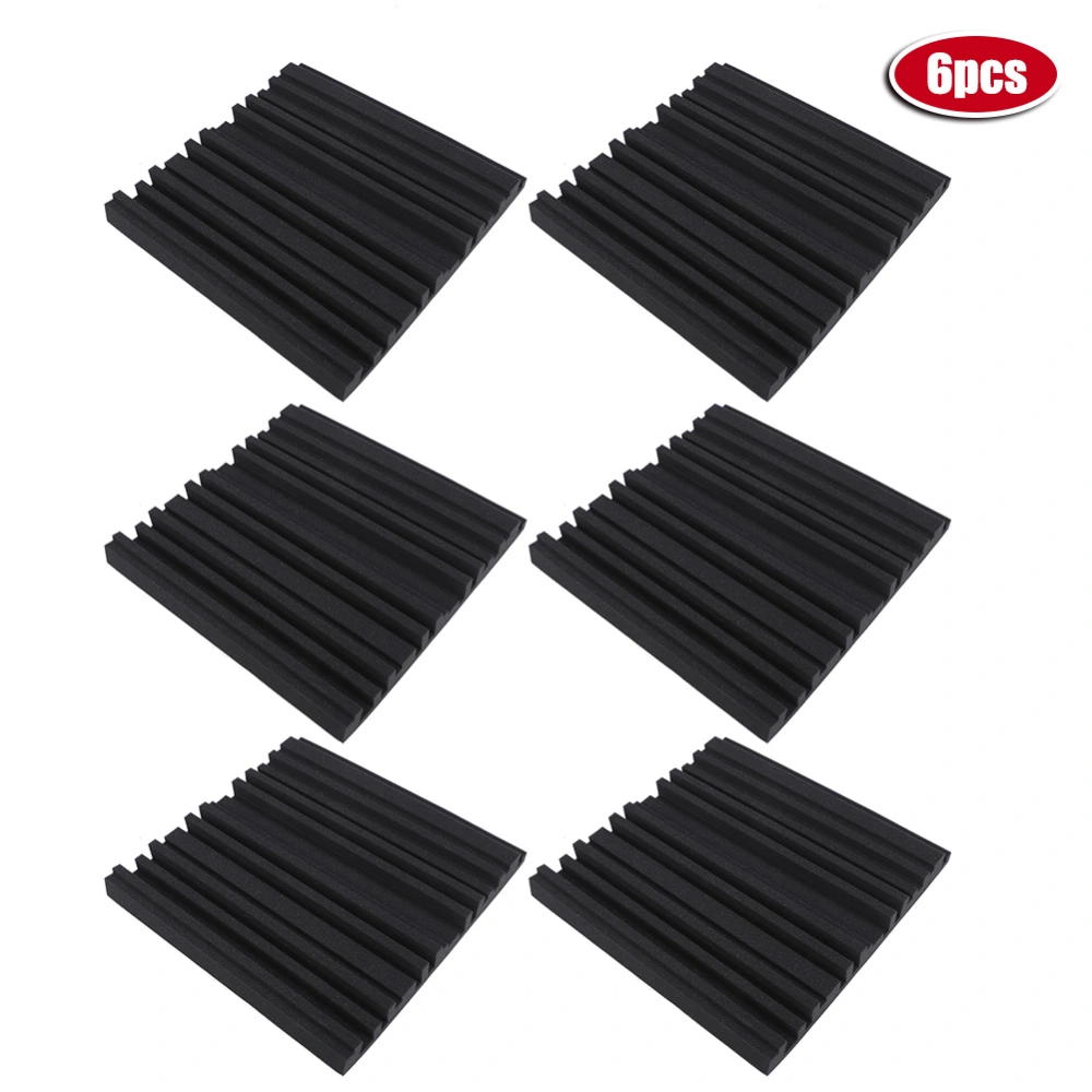 6Pcs Irregular Recording Studio Soundproof Foam Sound Insulation Absorption Deadening MaterialBlack