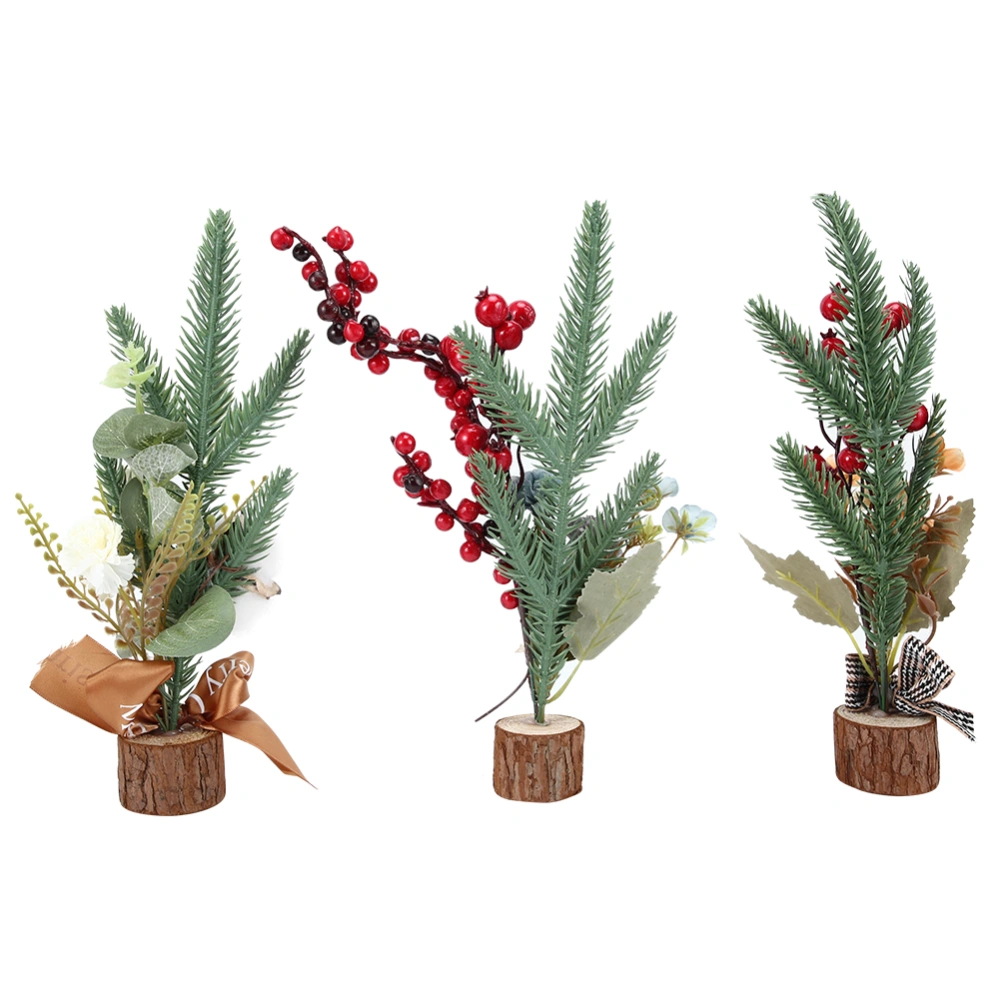 3Pcs/Set Desktop Mini Christmas Tree Ornament Art Crafts Christmas Home Party Decoration