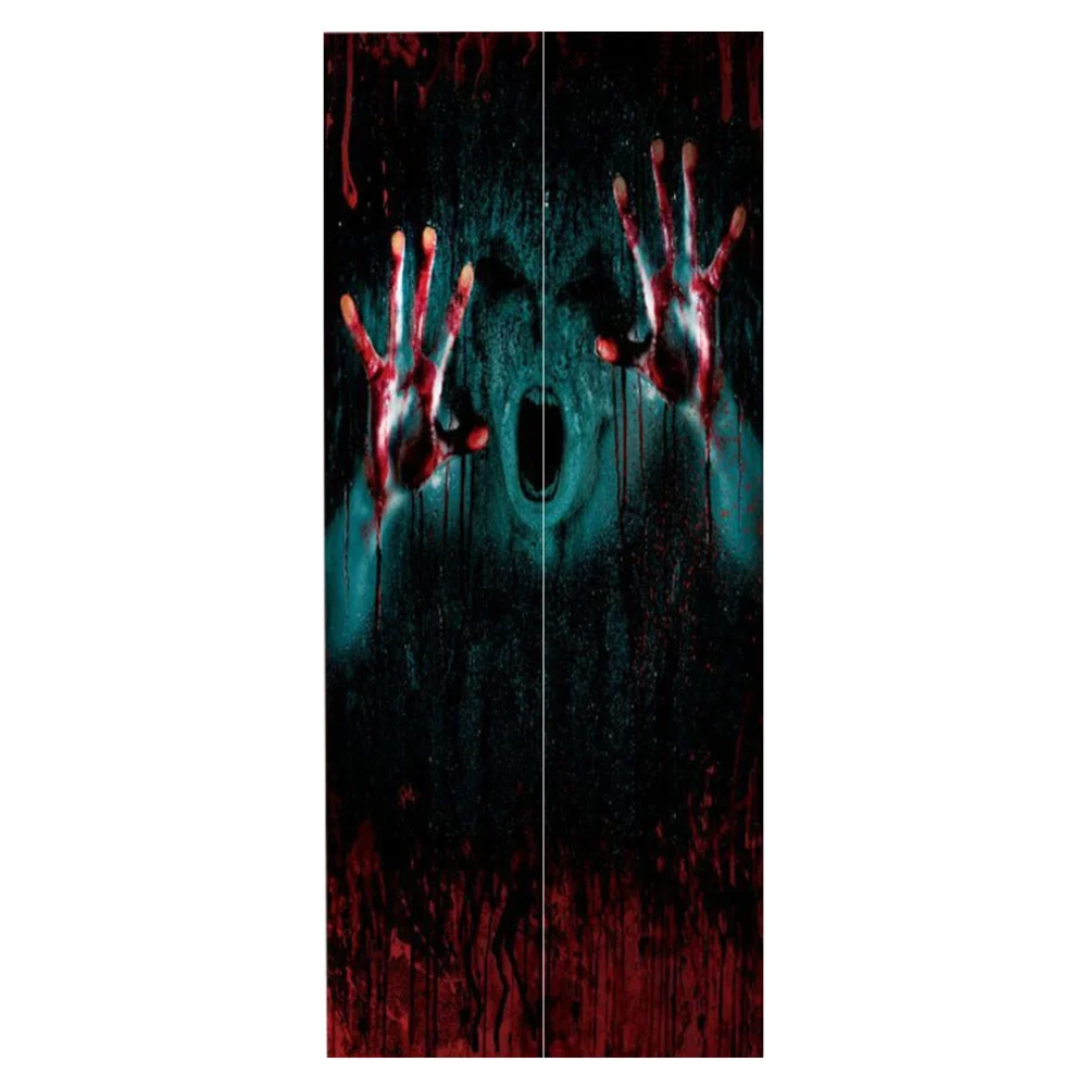 PVC Self Adhesive Door Sticker Halloween Horrible Removable Door Wall Decal for Home Decoration90x200cm