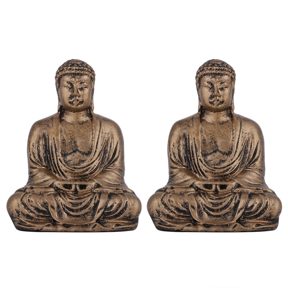 2Pcs Chinese Style Resin Buddha Statue Figurine Ornament Crafts for Home Office Decoration