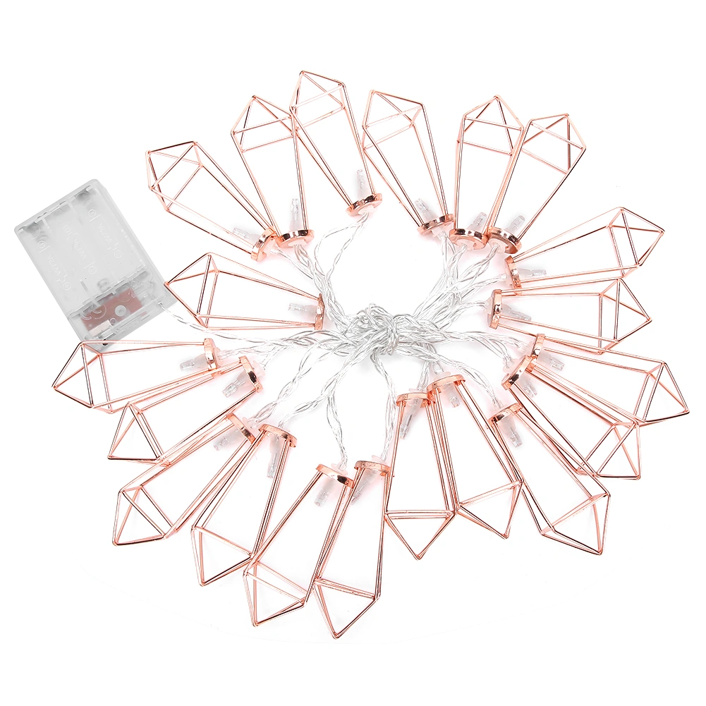20LED Rose Gold Geometric Shaped String Lights for Indoor Wedding Party Bedroom Christmas