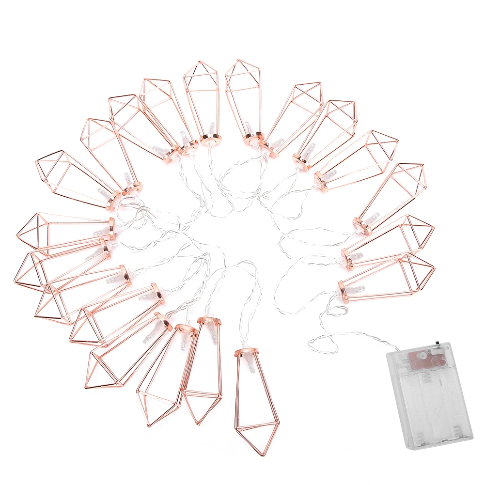 20LED Rose Gold Geometric Shaped String Lights for Indoor Wedding Party Bedroom Christmas