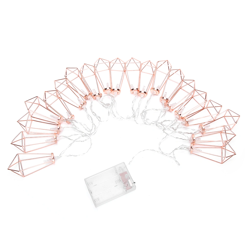 20LED Rose Gold Geometric Shaped String Lights for Indoor Wedding Party Bedroom Christmas