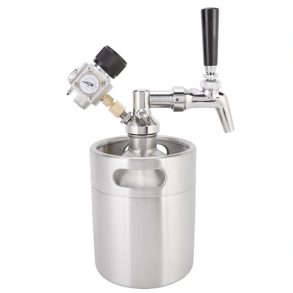 2L Stainless Steel Homebrew Mini Keg Kit Beer Tap+Spear+Keg+Pressure Gauge