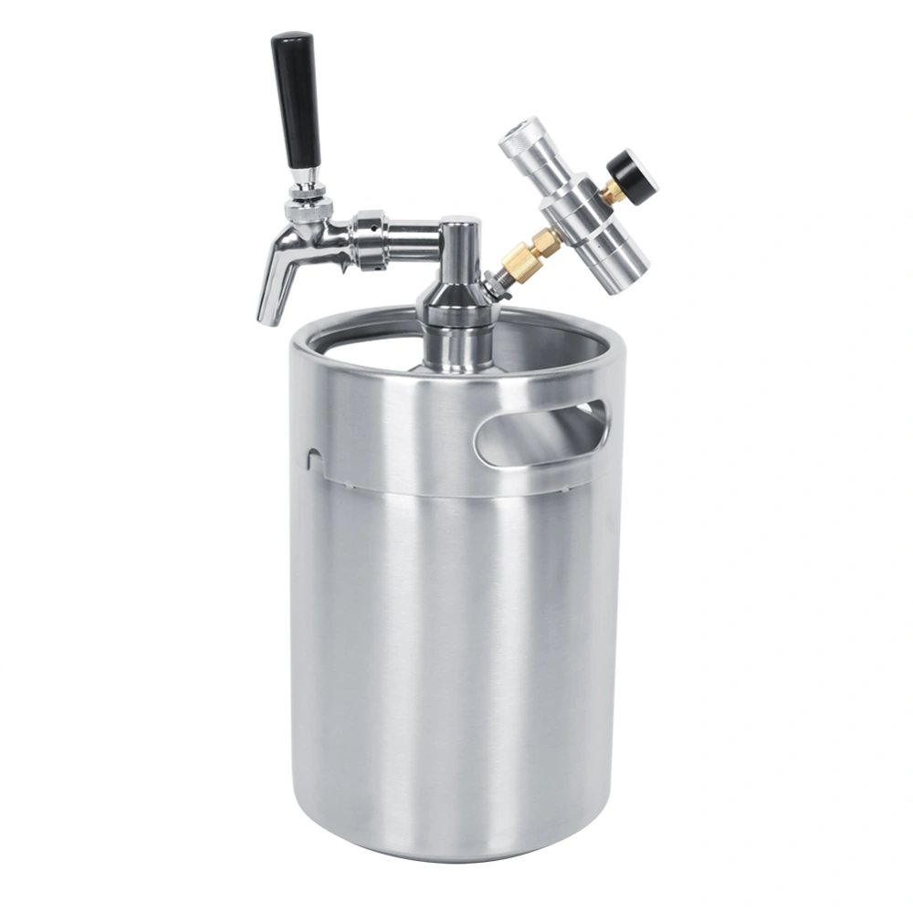 5L Stainless Steel Home Brewing Mini Beer Keg Spear Dispenser Tap 2 Class Pressure Gauge