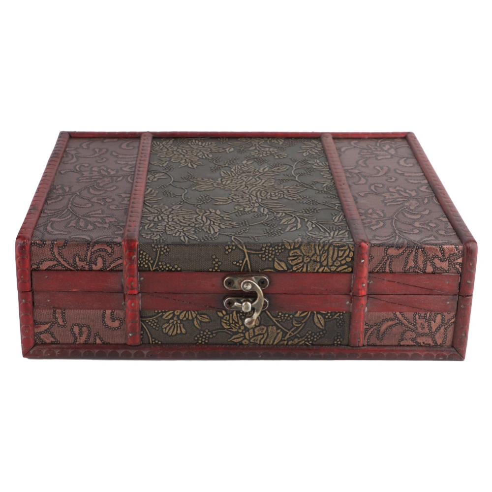 Handcrafted Desktop Wooden Vintage Jewelry Holder Storage Box Prop Decoration with Alloy Buckle