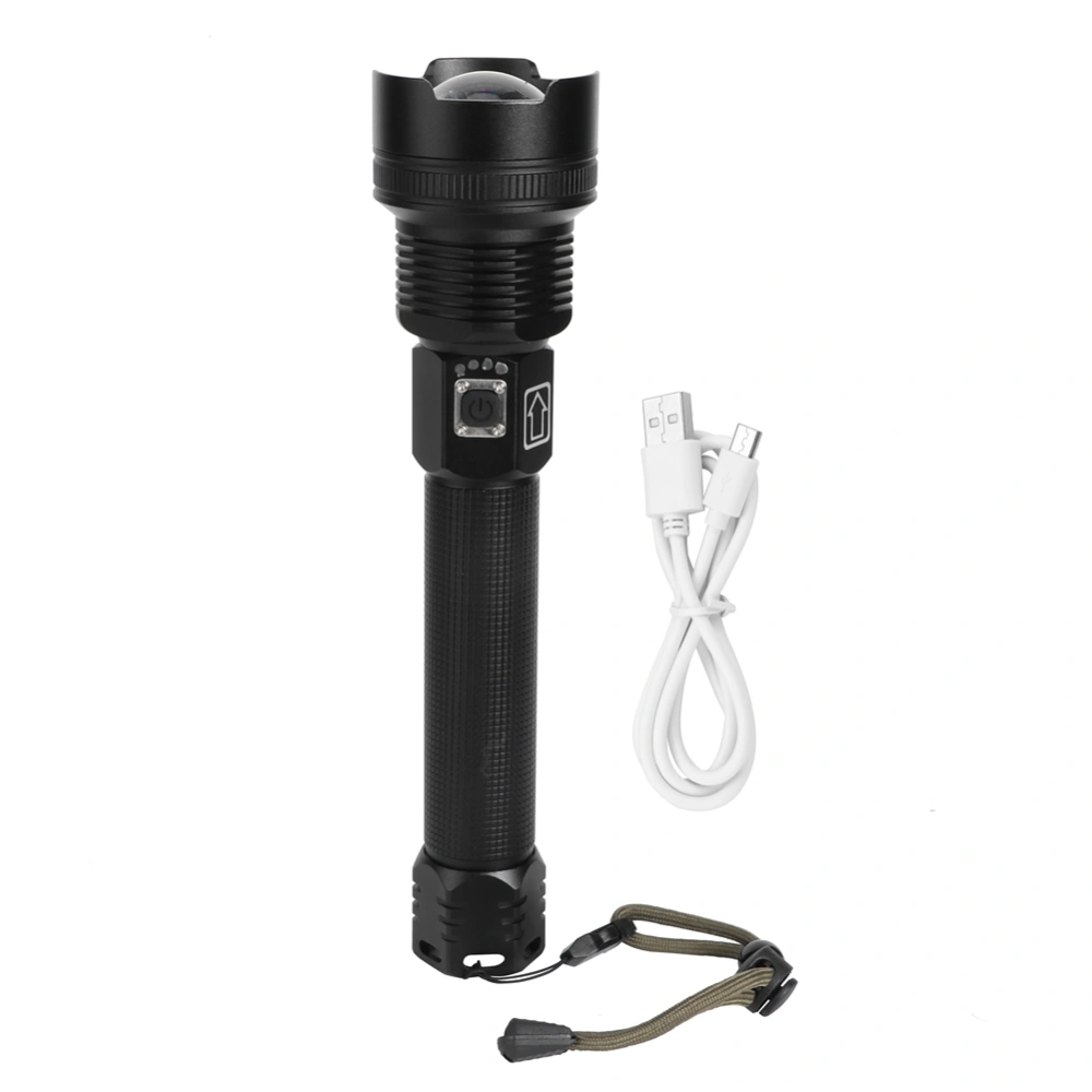 XHP70 Super Bright Telescopic Zoom Waterproof Outdoor Portable Flashlight USB Charging