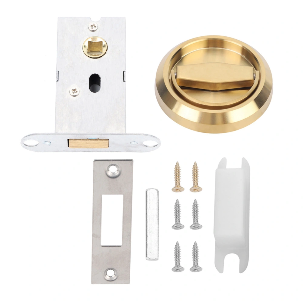 Stainless Steel Door Lock with Handle Pull Ring for Cabinet Drawer Closet DoorGold