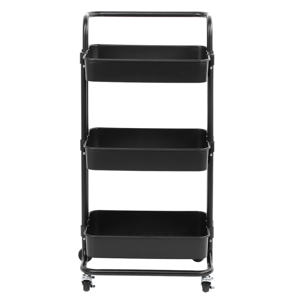 3 Tier Storage Trolley Cart Movable Storage Rack Stand Holder Kitchen Organizer BathroomBlack