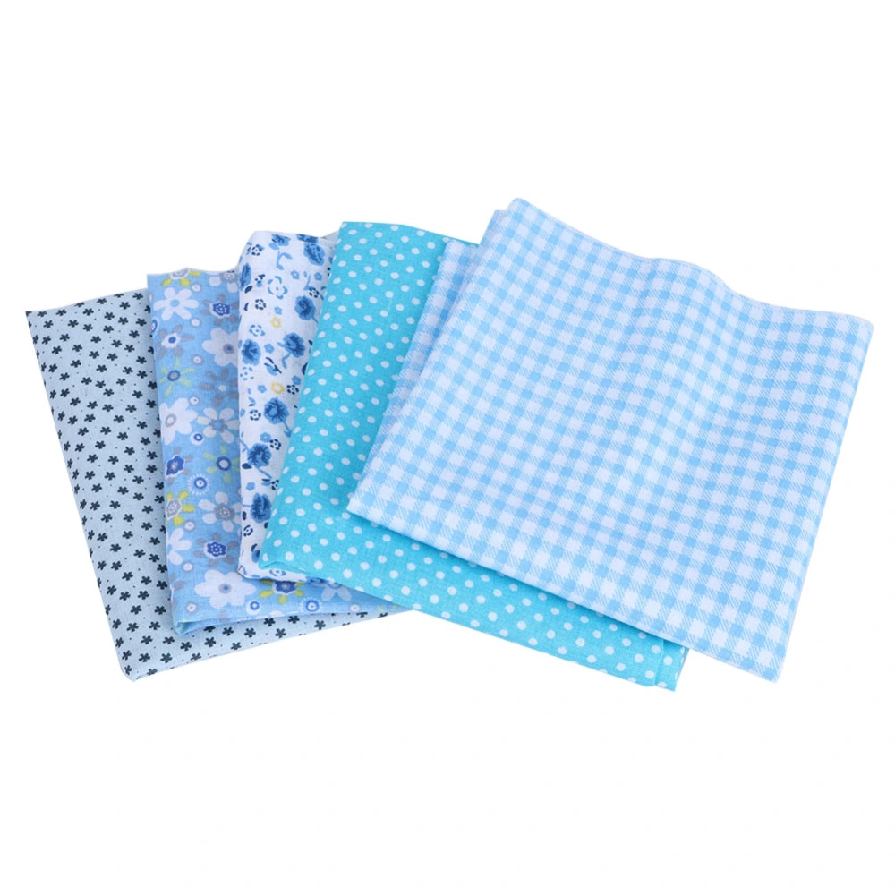 5Pcs/Set DIY Printed Cotton Craft Fabric Handcraft Quilting Sewing Cloths Kit 50x50cm Blue