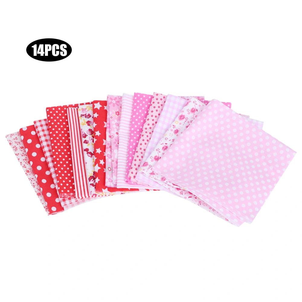 25x25cm 14Pcs Printed Flower Dot Stripe Star Plaid Pattern Cotton Cloth Fabric DIY Material