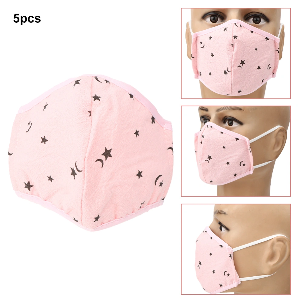 5pcs Children Anti-fog Mouth Muffle Dust Proof Washable Breathable Mouth CoverPink