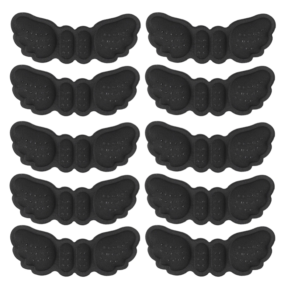 5 Pair Anti Wear Feet Care Pads Wing shape Non-Slip Shoes Heel Sticker for High Heeled Shoes(Black, Thick Type (Thickness 6mm) )