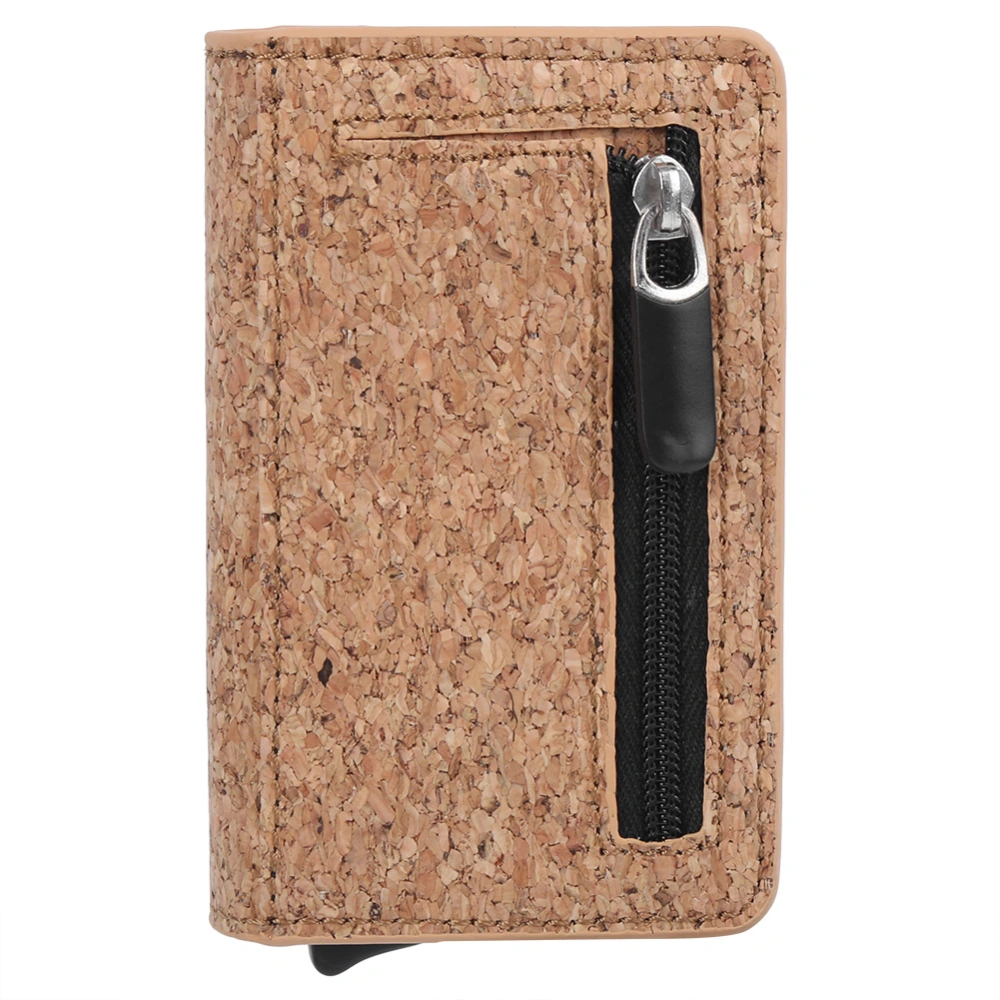 Multifunction Portable PU Leather Change Purse RFID Blocking Anti-Theft Card Bag WalletBark Grain Apricot