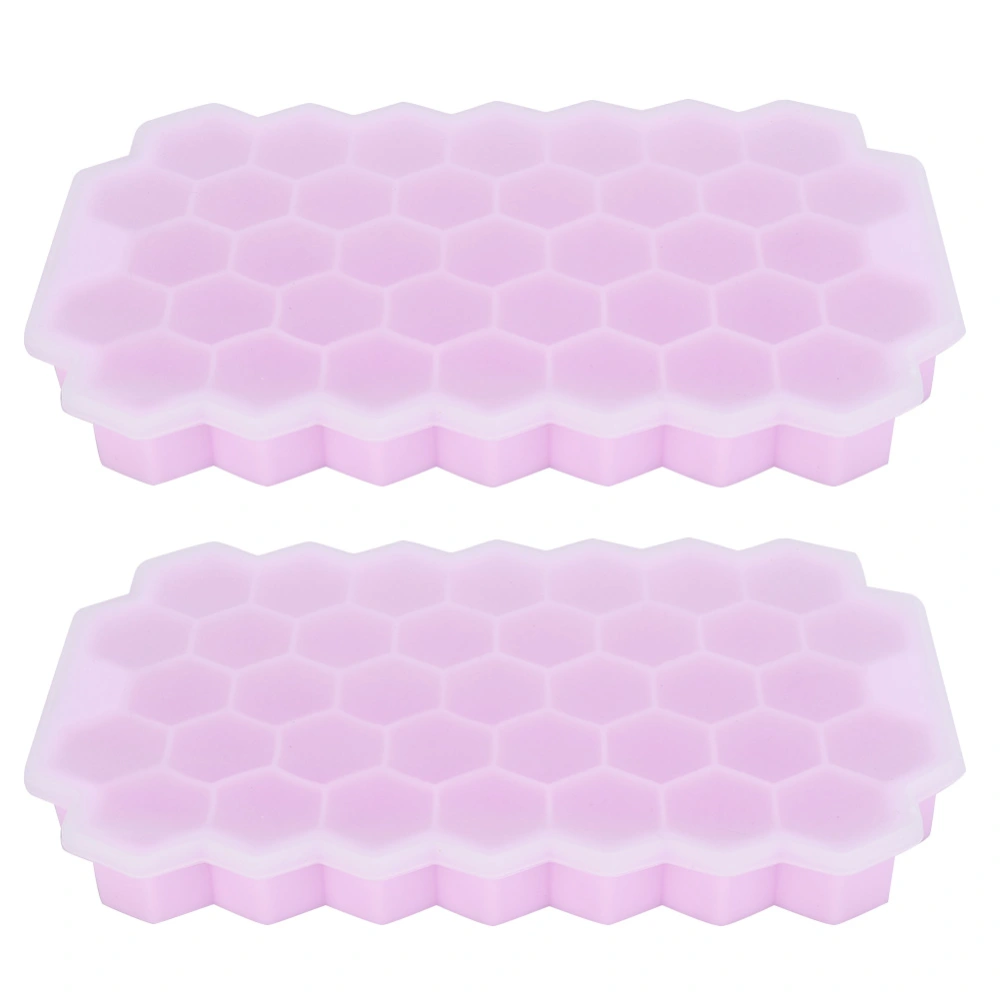 2Pcs Pink Silicone Ice Cubes Tray 37 Grids Comb shape Ice Mold with Cover Kitchen Utensils