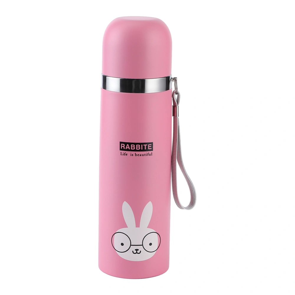 500ml Cartoon Vacuum Cup Portable Stainless Steel Insulation Water Bottle for ChildrenPink 500ml