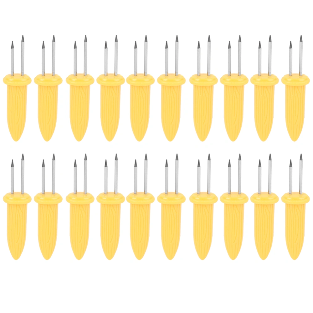 20pcs Small Corn Forks Holders Skewers BBQ Dual Prongs for Kitchen Picnic Camping Barbecue Tool