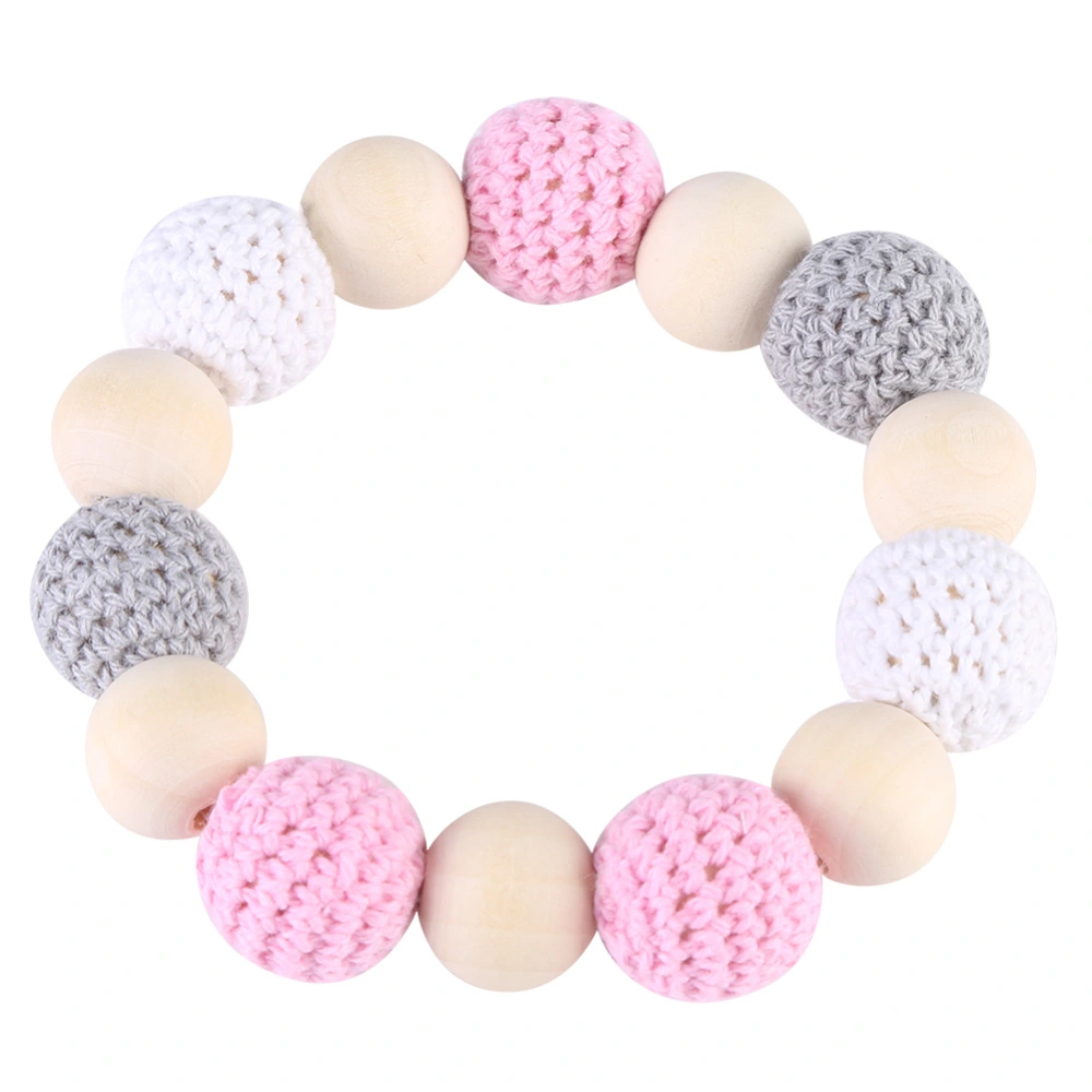 Natural Wood Clip Holder Teether Shower Gift for Lovely Baby Pink + Grey + White