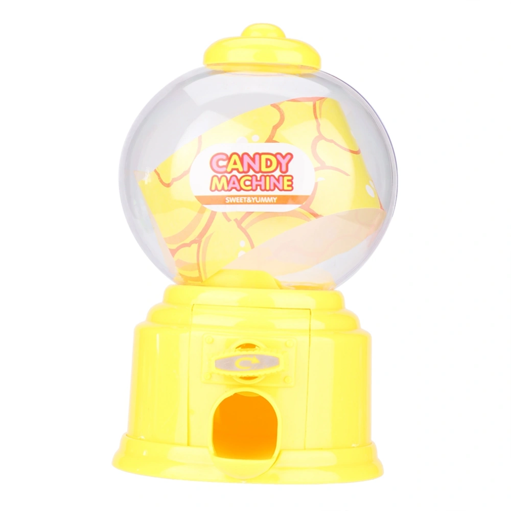 Portable Children Candy Machine Plastic Mini Gumballs Dispenser Kids Kindergarten Gift(Yellow)