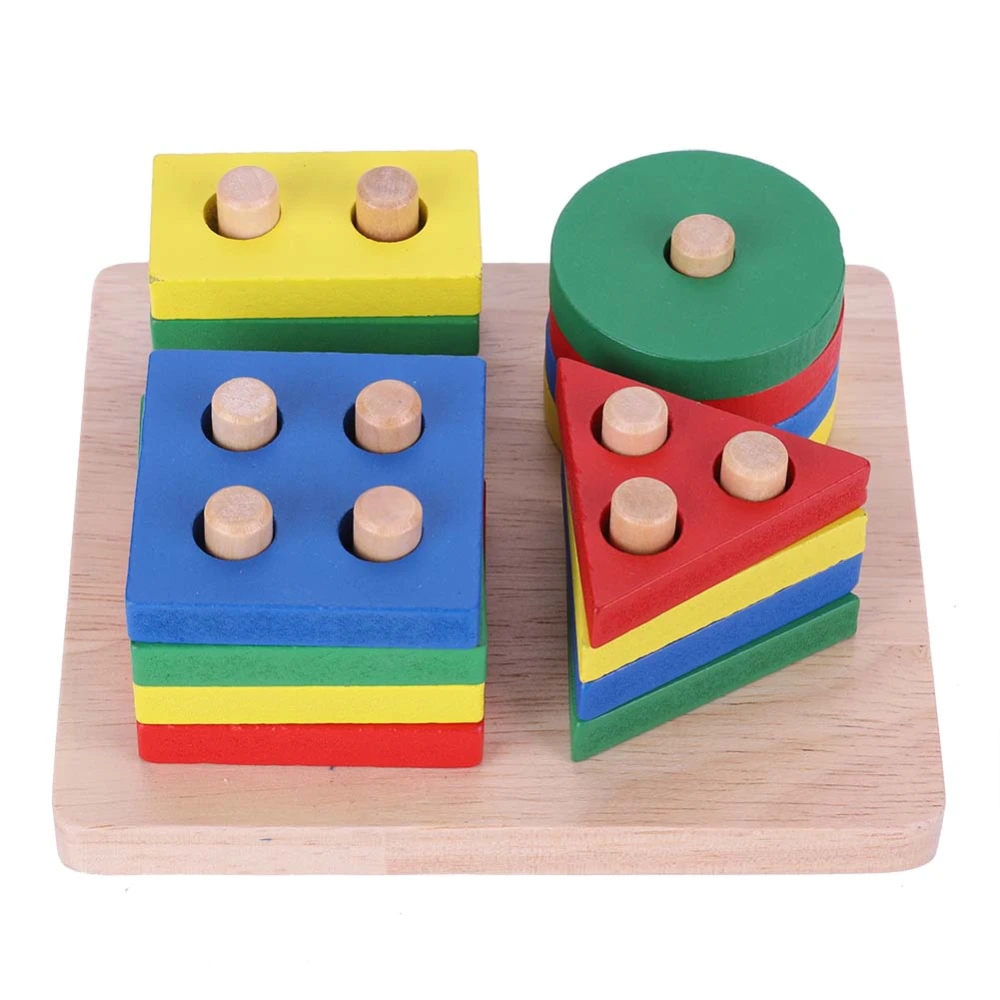 Wooden Geometry Shape Blocks Matching Baby Kids Intelligence Development Educational Toy(#2)