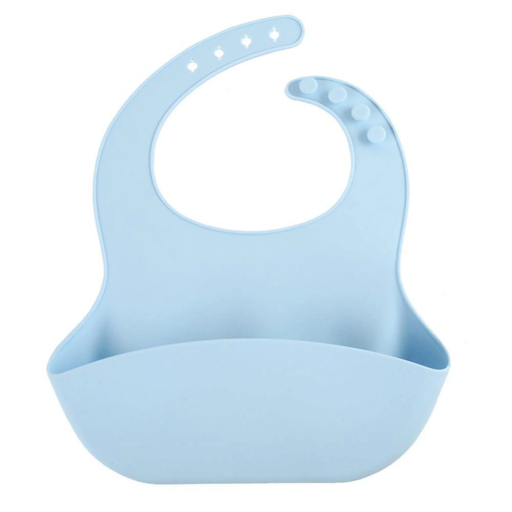 Silicone Waterproof Baby Kids Boy Girl Children Foldable Feeding Pocket Soft Bibs(Light Blue)