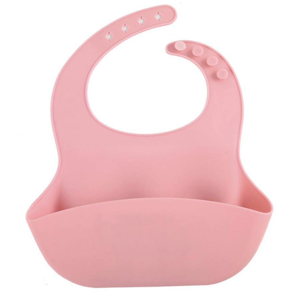 Silicone Waterproof Baby Kids Boy Girl Children Foldable Feeding Pocket Soft Bibs(Pink)