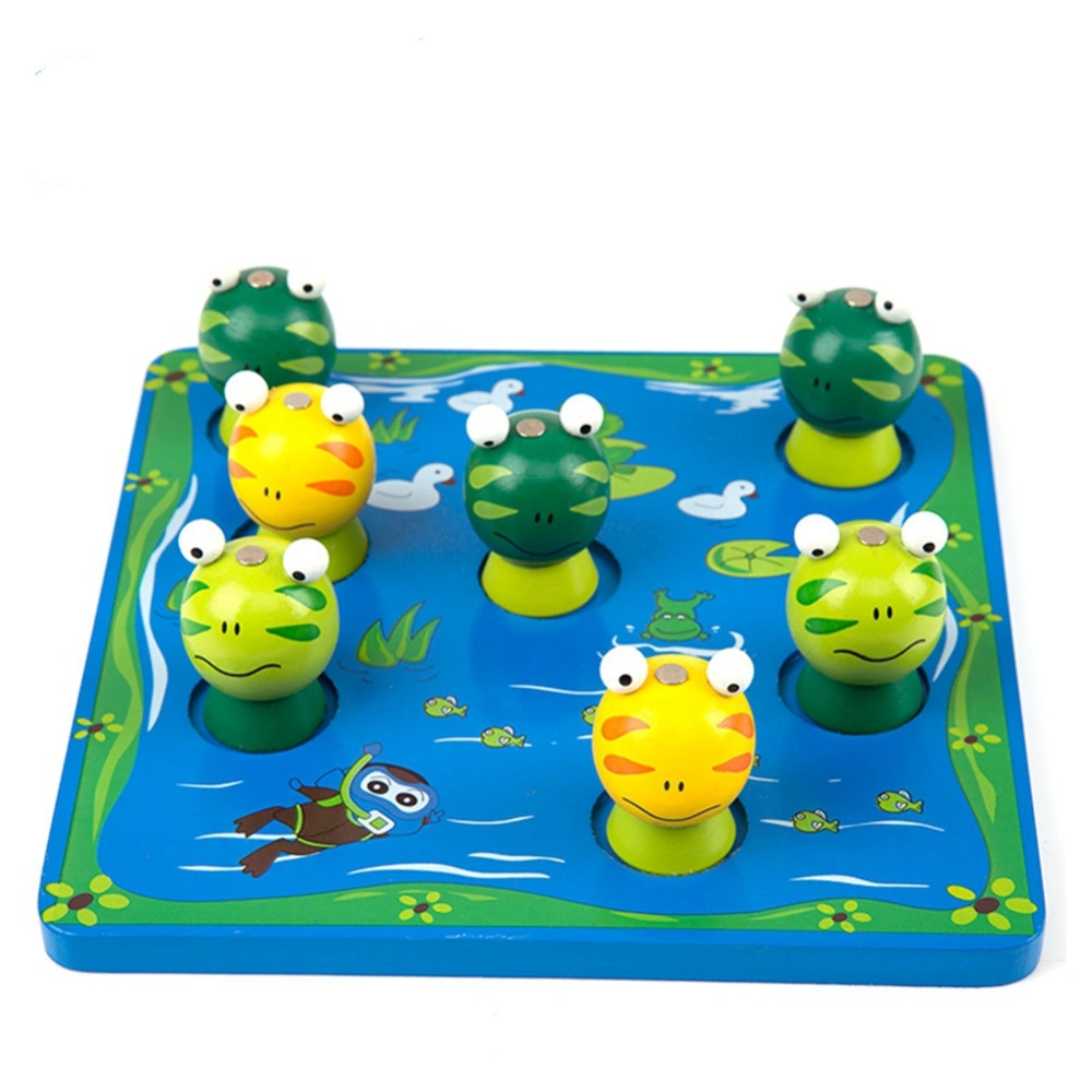 Cute Cartoon Catching Frog Toy with Wooden Pole for Kid Child Early Educational Toy