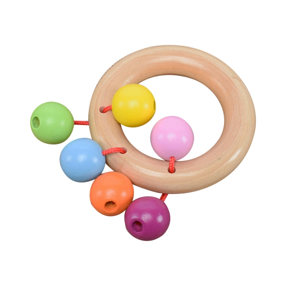 Safe Reusable Wooden Grasping Rolling Bell Toy for Kid Child Learning Intellectual Toys(3#)