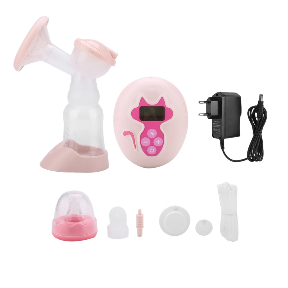 Single Electric Adjustable Suction Breast Pump Automatic Baby Breastfeeding Set EU Plug Pink