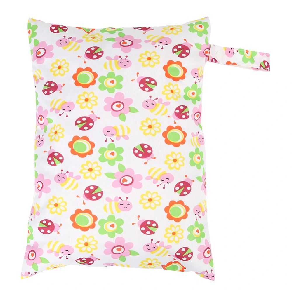 Waterproof Portable Durable Baby Diaper Nappy Storage Bag with Zipper(Flower)