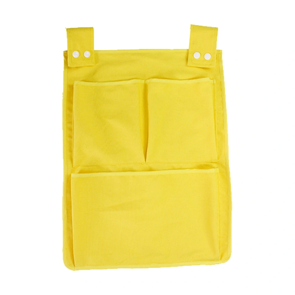 Kids Baby Canvas Crib Hanging Bag Multi Layer Diaper Storage Bags Stroller Accessories(Yellow)