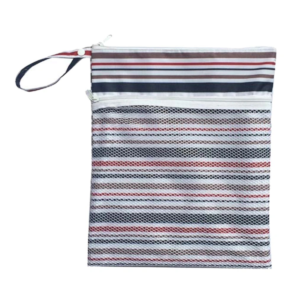 Portable Waterproof Baby Cotton Diapers Outdoor Pouch Dry/Wet Storage Bag(Stripe)