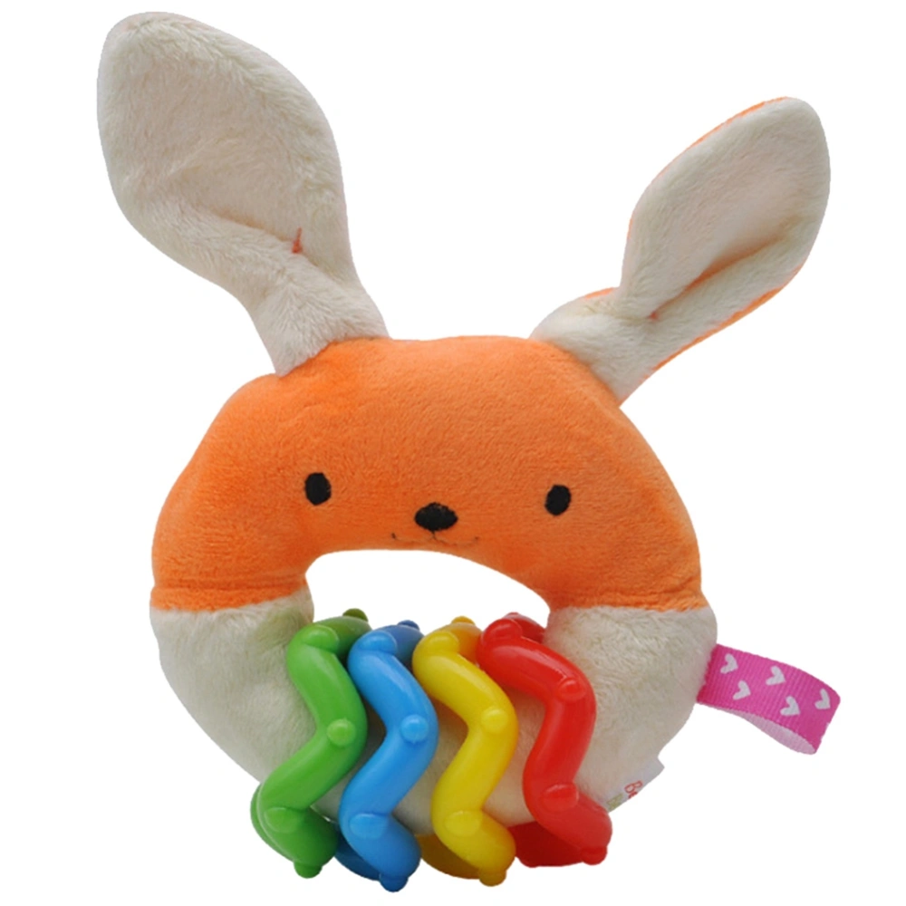 Cute Animal Shaped Baby Rattle Toy with Teether for Newborn Infant Baby(Orange Rabbit)