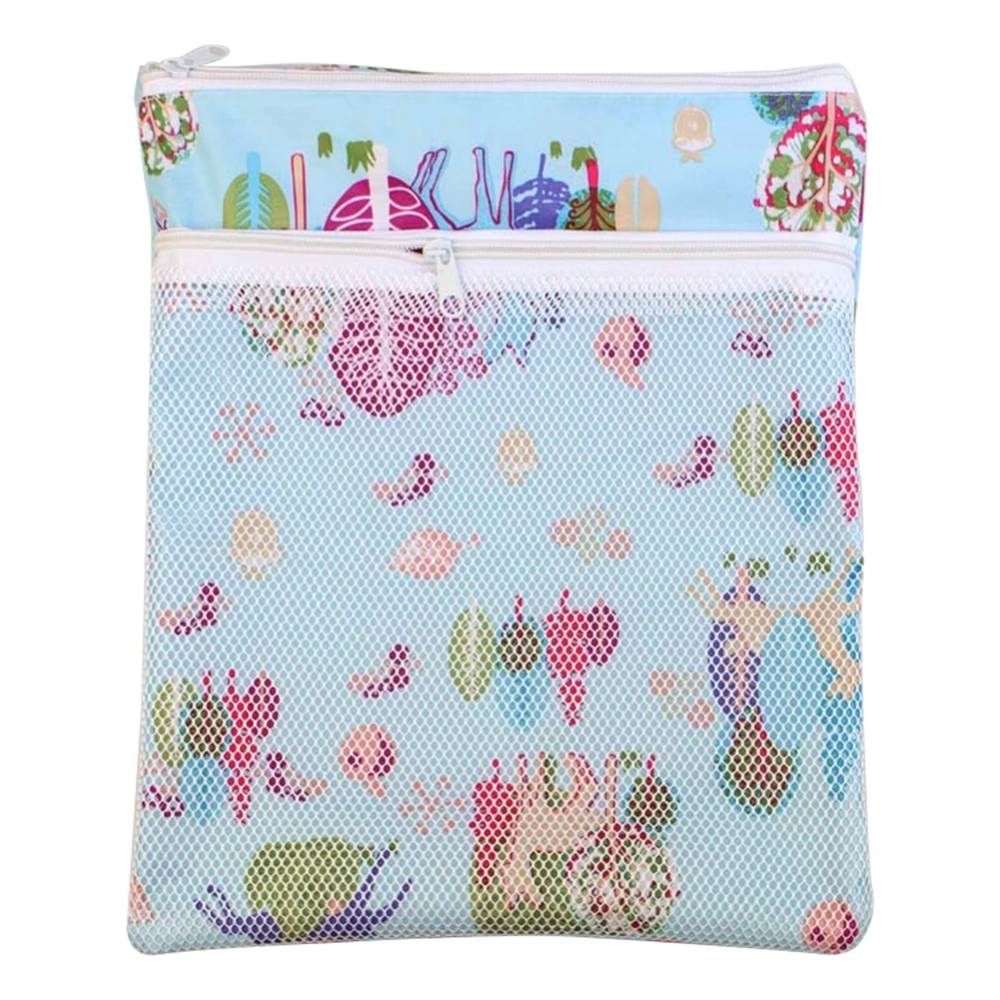 Portable Waterproof Baby Cotton Diapers Outdoor Pouch Dry/Wet Storage Bag(Blue Deer)