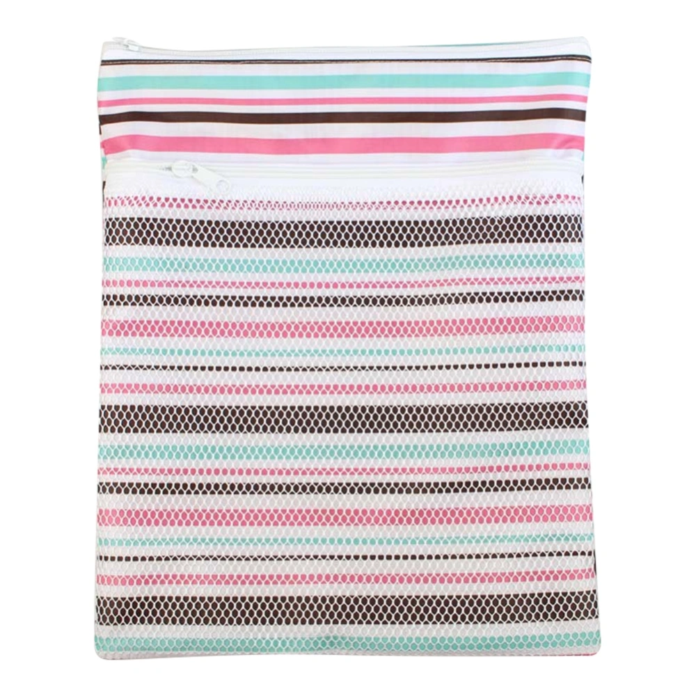 Portable Waterproof Baby Cotton Diapers Outdoor Pouch Dry/Wet Storage Bag(Pink Stripe)