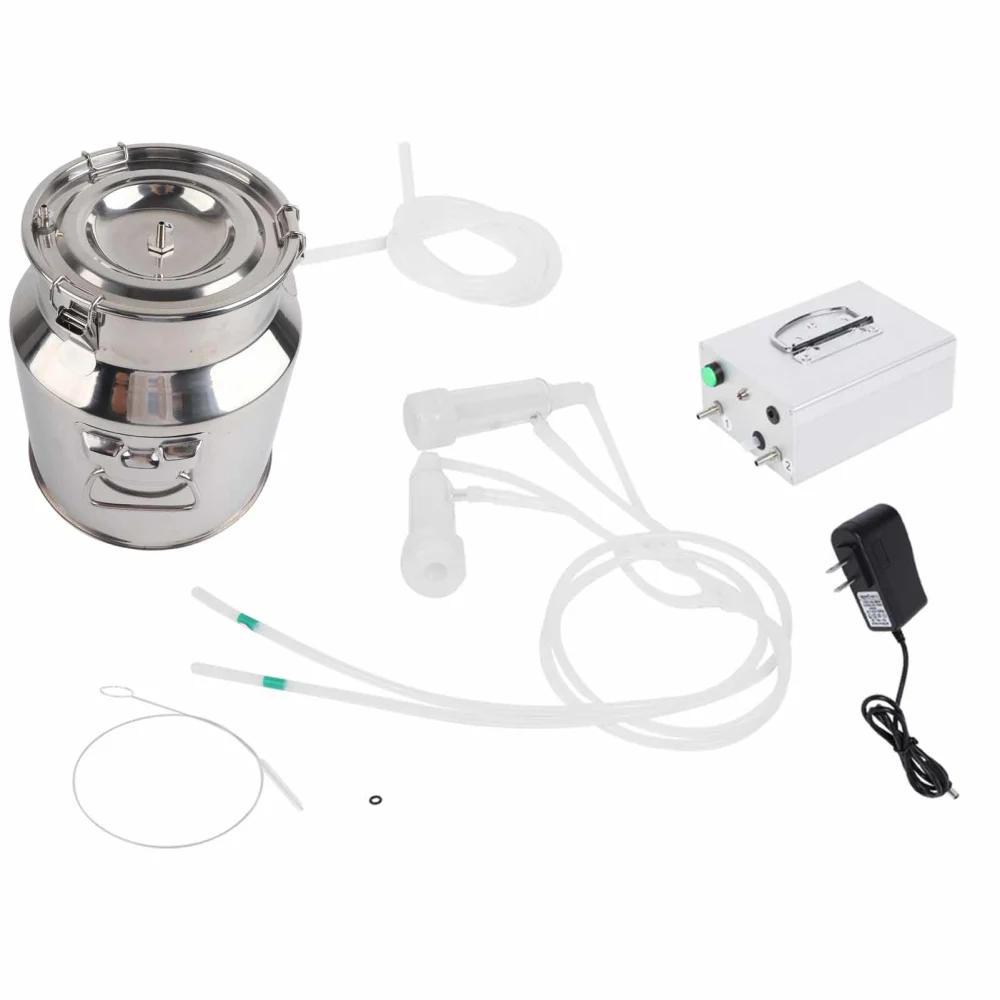 14L Charging Portable Household Electric Goat Cow Milking Machine Milker with Vacuum Pulse Pump 100-240V (for Goat US Plug ) for Goat US Plug