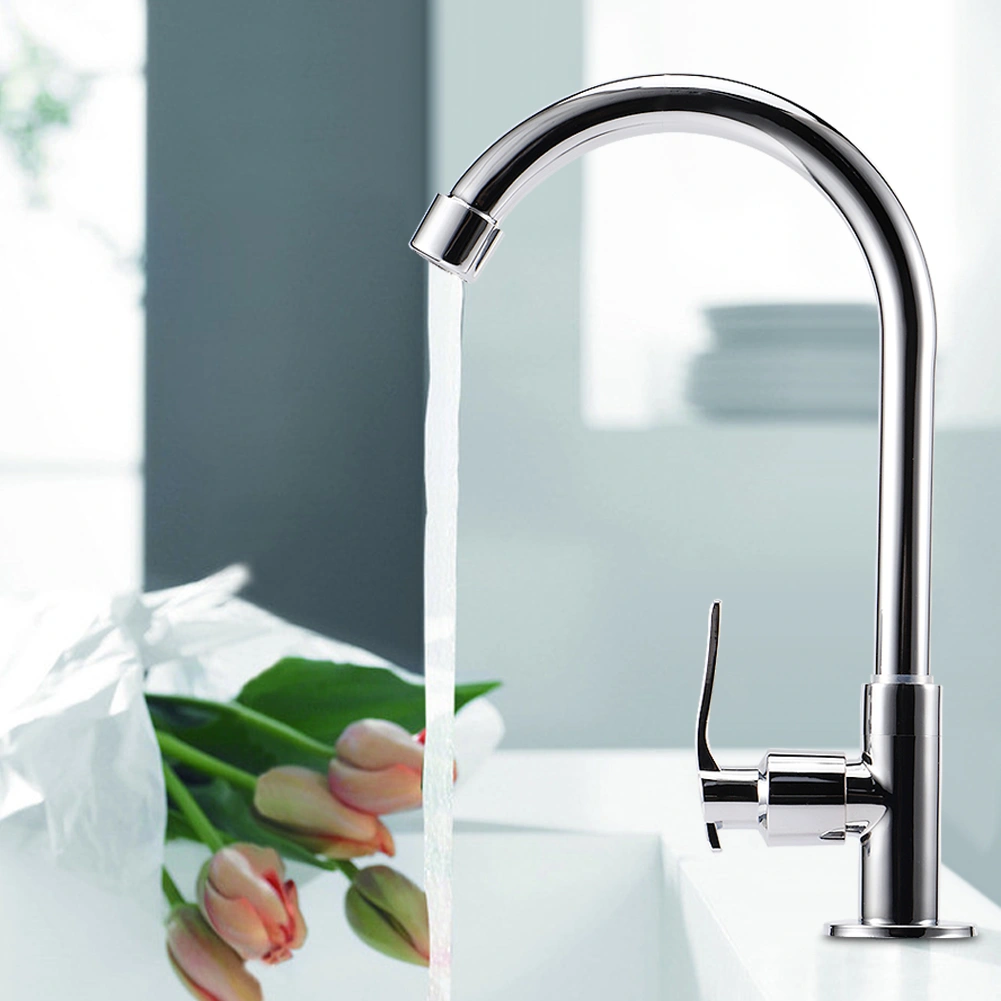 G1/2in Male Thread Zinc Alloy Kitchen Basin Sink Water Faucet Tap for Home Restaurant Silver