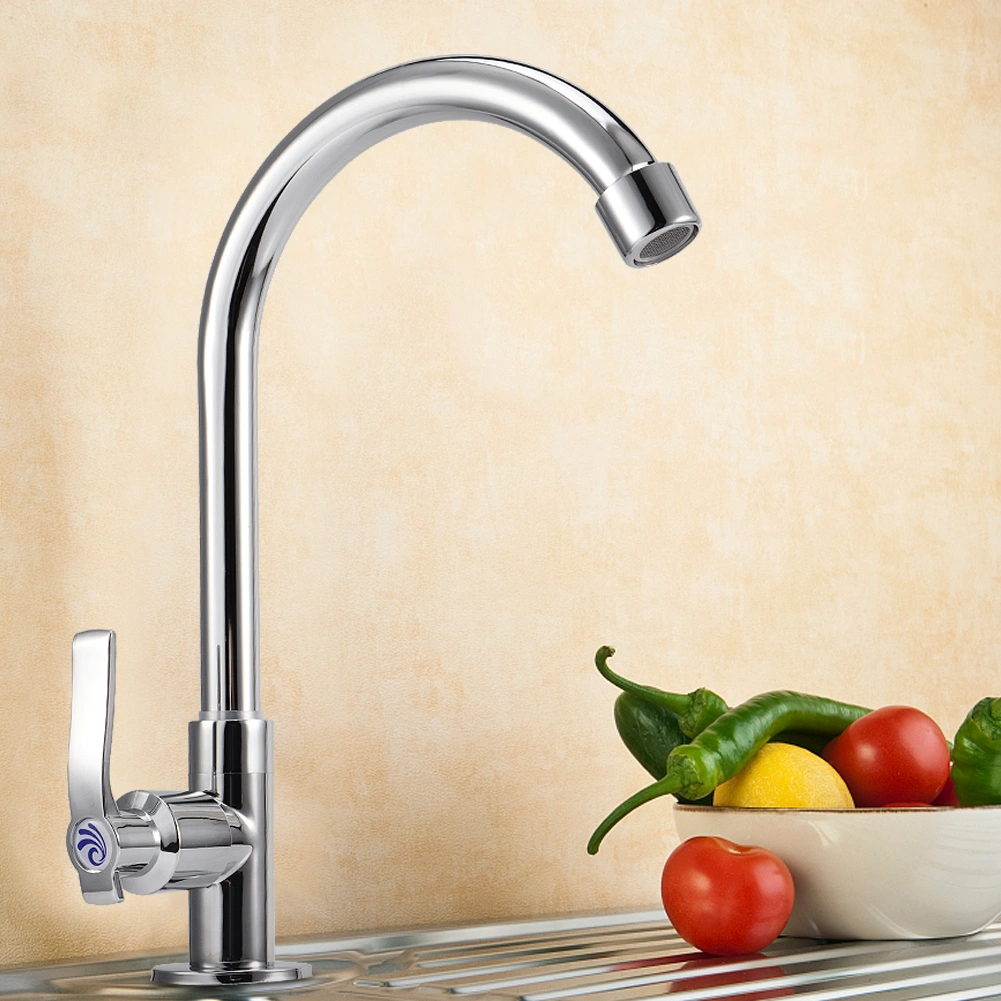 G1/2in Male Thread Zinc Alloy Kitchen Basin Sink Water Faucet Tap for Home Restaurant Silver