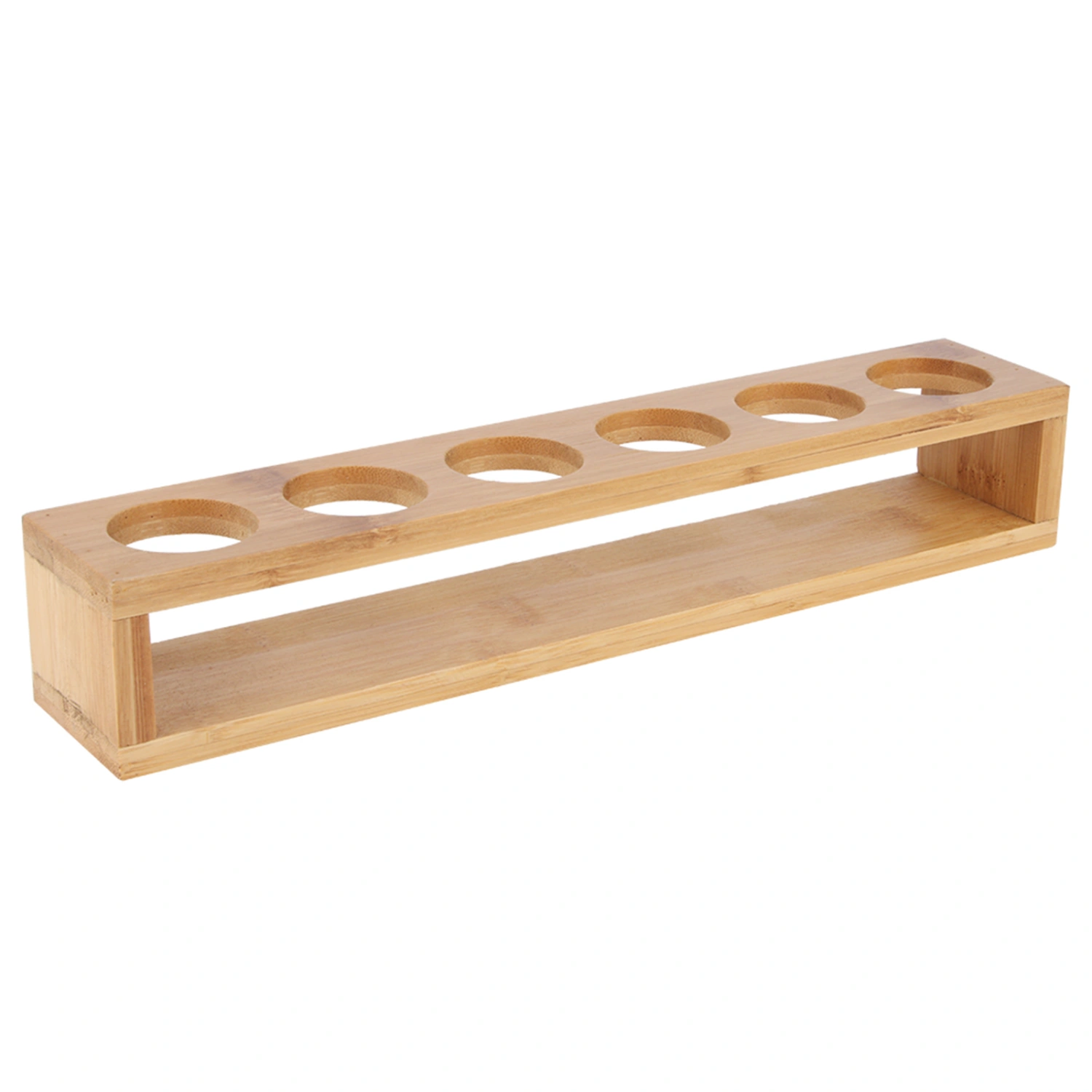 Wooden Desktop Single Row 6 Bottles Wine Cup Rack Glass Holder Display Shelf Organizer6 Holes