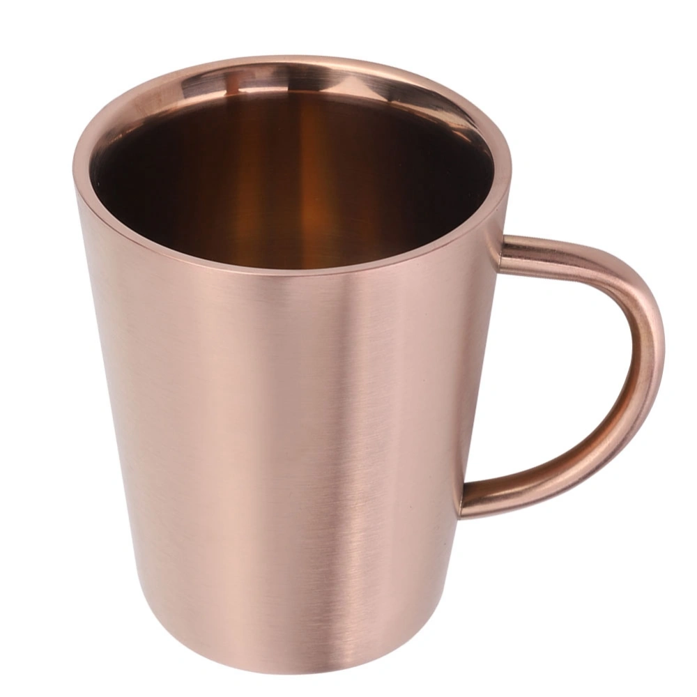 350ml Double Layer Stainless Steel Drinking Cup with Handle for Beer Tea Water MilkGold